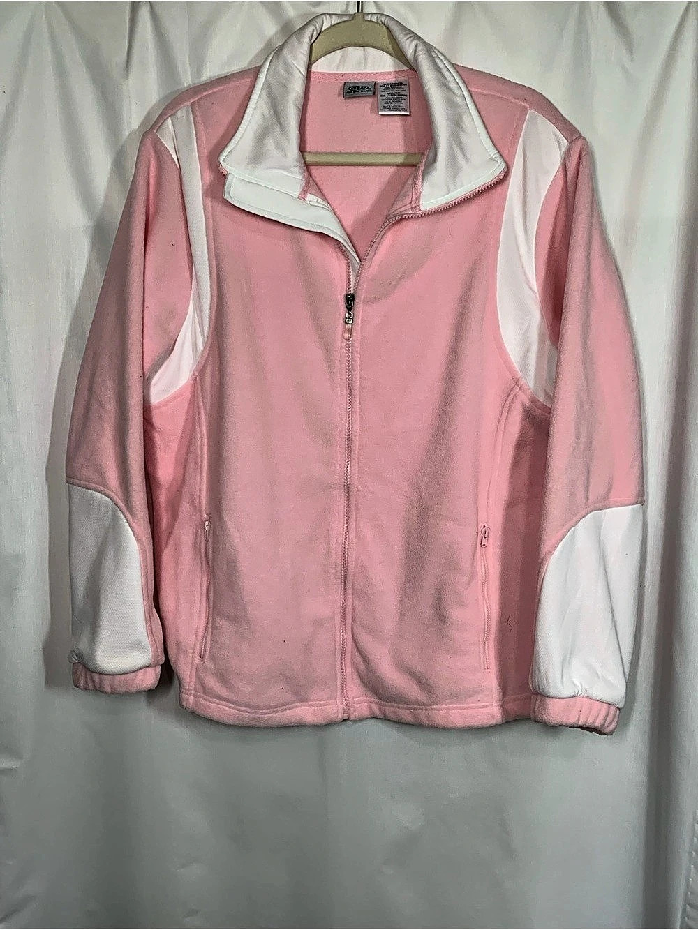 Athletic Works Full Zip Fleece Jacket Pink & White Size 2X